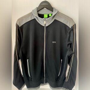 Hugo Boss Men's Black and Gray Bomber Jacket, Gently Worn in Excellent Condition